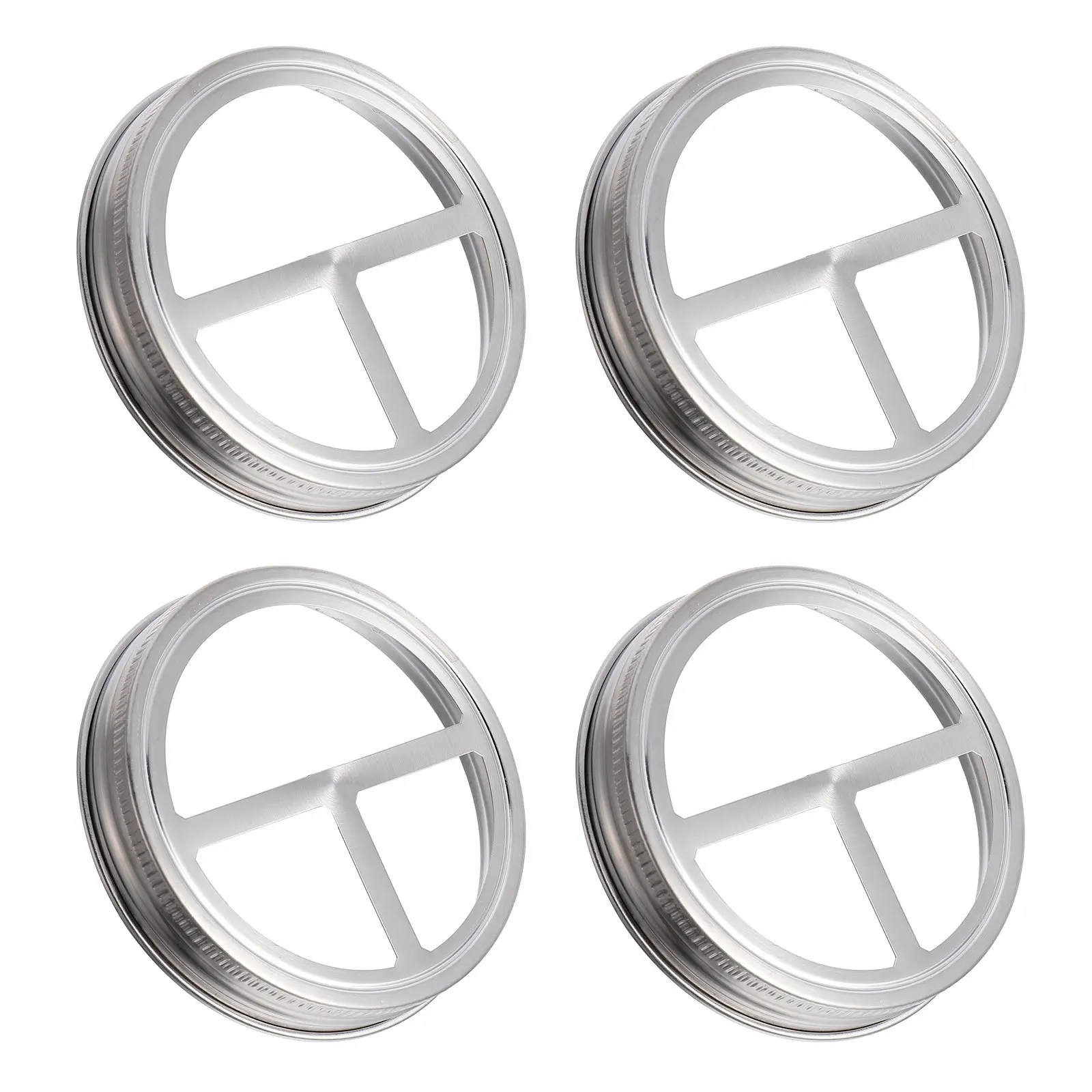 4Pcs Jar Lid Bands Stainless Steel Split-Type Cover Rings Toothbrush Storage Holder Jar Replacement Rings