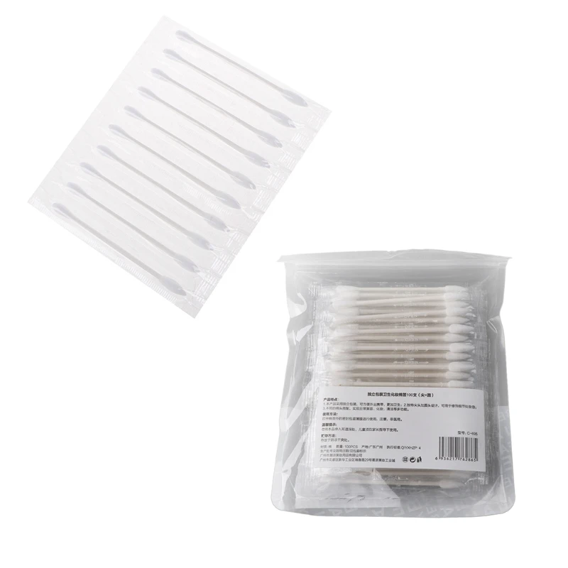 RXJC ผ้าฝ้าย Swabs,ไม้สำลีสำหรับการดูแลหู,10 ชิ้น Double-Tipped Cotton Buds สำหรับแต่งหน้า, ทำความสะอาดทุกวัน,Pet Care