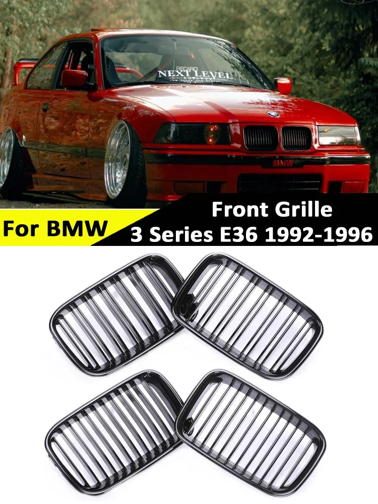 

Grille for BMW 3 Series E36 1992-1996 Double Line Interior Black Front Active Upper Kidney Bumper Radiator Racing Grills