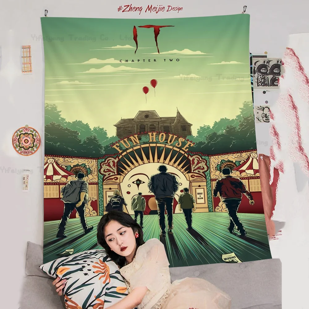 Horror Film It Anime Tapestry Hanging Tarot Hippie Wall Rugs Dorm Wall Hanging Sheets