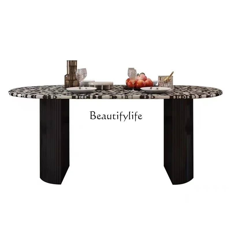 

FG52Household long table light luxury terrazzo dining table oval