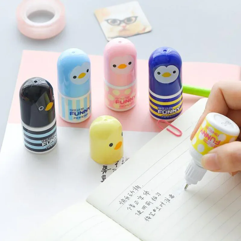 Plastic Correction Fluid Corrector Tape Creative Correction Tape Office School Supplies Cute Stationery Novelty Chick