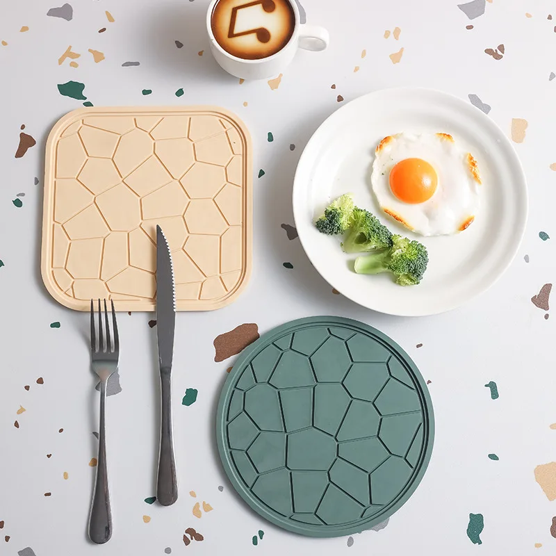 

1PCS Round Silicone Coasters Square Non-slip Placemats Heatproof Cup Mat Reusable Tableware Set Table Protector Drinkware