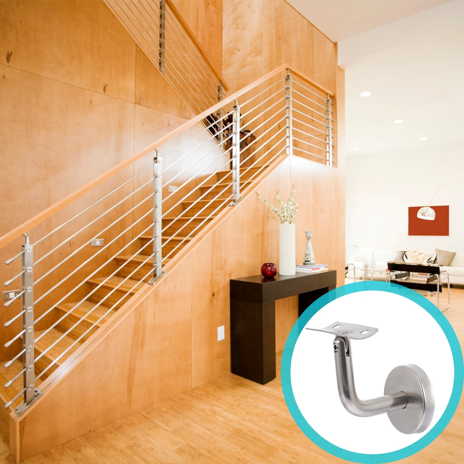 

2pcs H rail Brackets Stainless Steel Wall Mounted Banister Rail Support Holder Construction Parts Durability Practical
