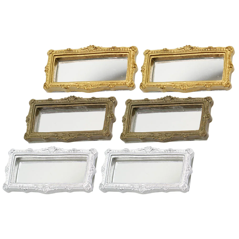 6 Pcs Dollhouse Mirror Toys Mirrors Decor Model Kids Miniature Plaything Tiny for Resin Child