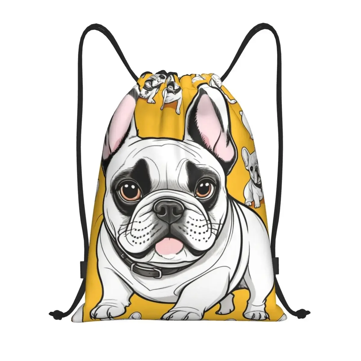 Custom French Bulldog Drawstring Backpack Bags Women Men Lightweight Gym Sports Sackpack Sacks for Traveling