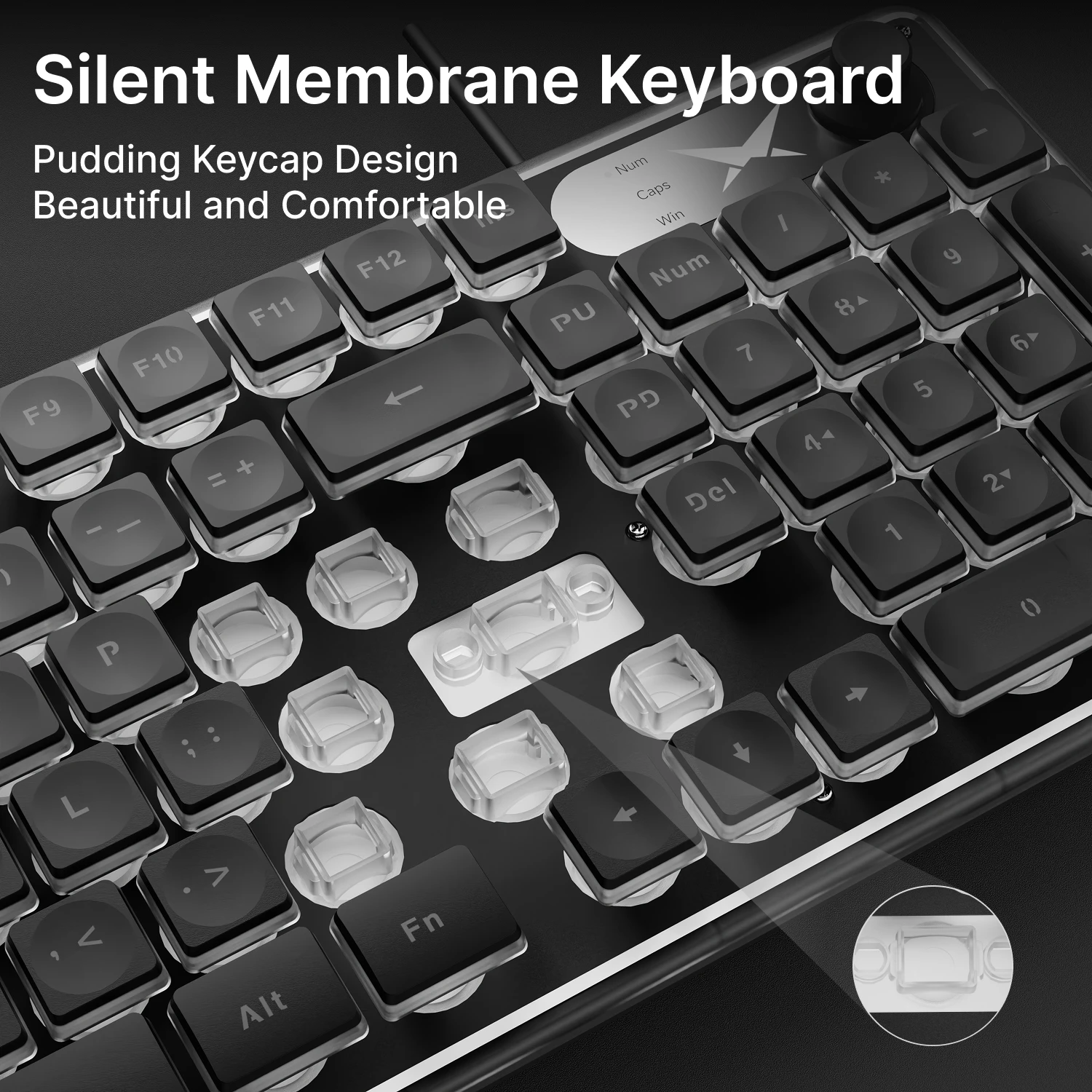 EWEADN Wired RGB Gaming Keyboard 98 Keys, Silent Office Keyboard with Screen Knob,Aluminum Panel,Ergonomic for PC/Laptop/Windows - Image 2