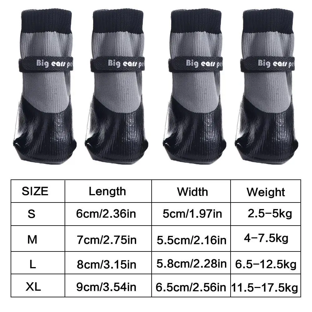 4pcs/set Soft Waterproof Puppy Socks Shoes Non-slip Wear Resistant Dog Warm Knit Socks Not Fall Off Warm