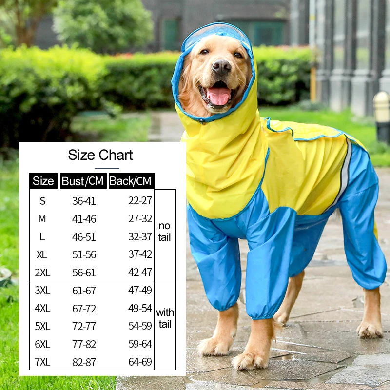 Pet Boy Dog Raincoat Waterproof Rain Clothes Jumpsuit For Big Medium Small Dogs Golden Retriever Bulldog Outdoor Pet Clothing