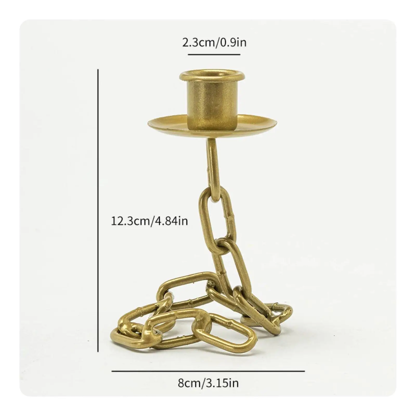 Chain Link Metal Candle Stand Artistic Industrial Style Decorative Candlestick Gold Accent for Wedding Centerpiece Decor