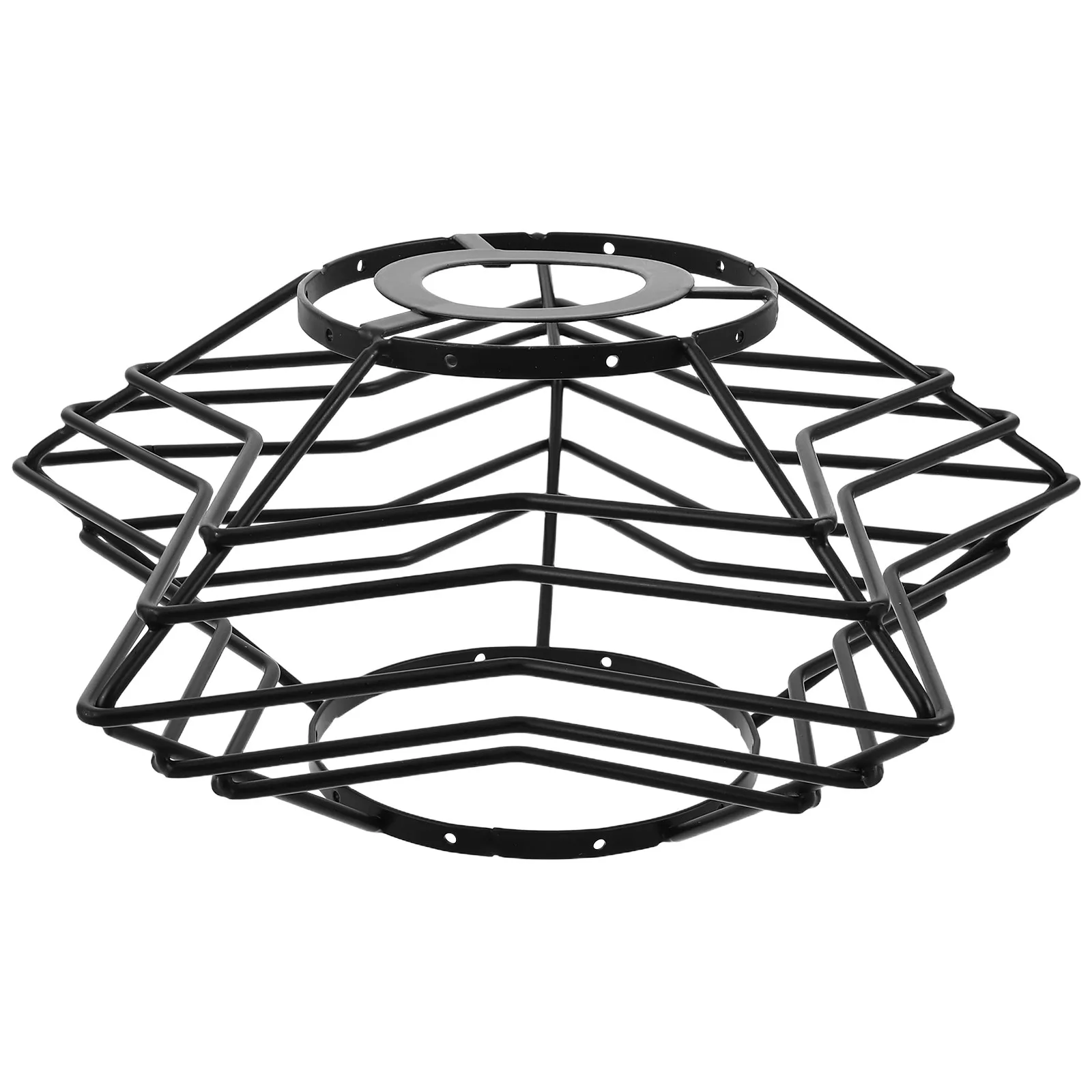 E27 Black Metal Hanging Lamp Guard Hollow Out Iron Lampshade Frame Vintage Wire Cage Pendant Light Shade for Ceiling Modern