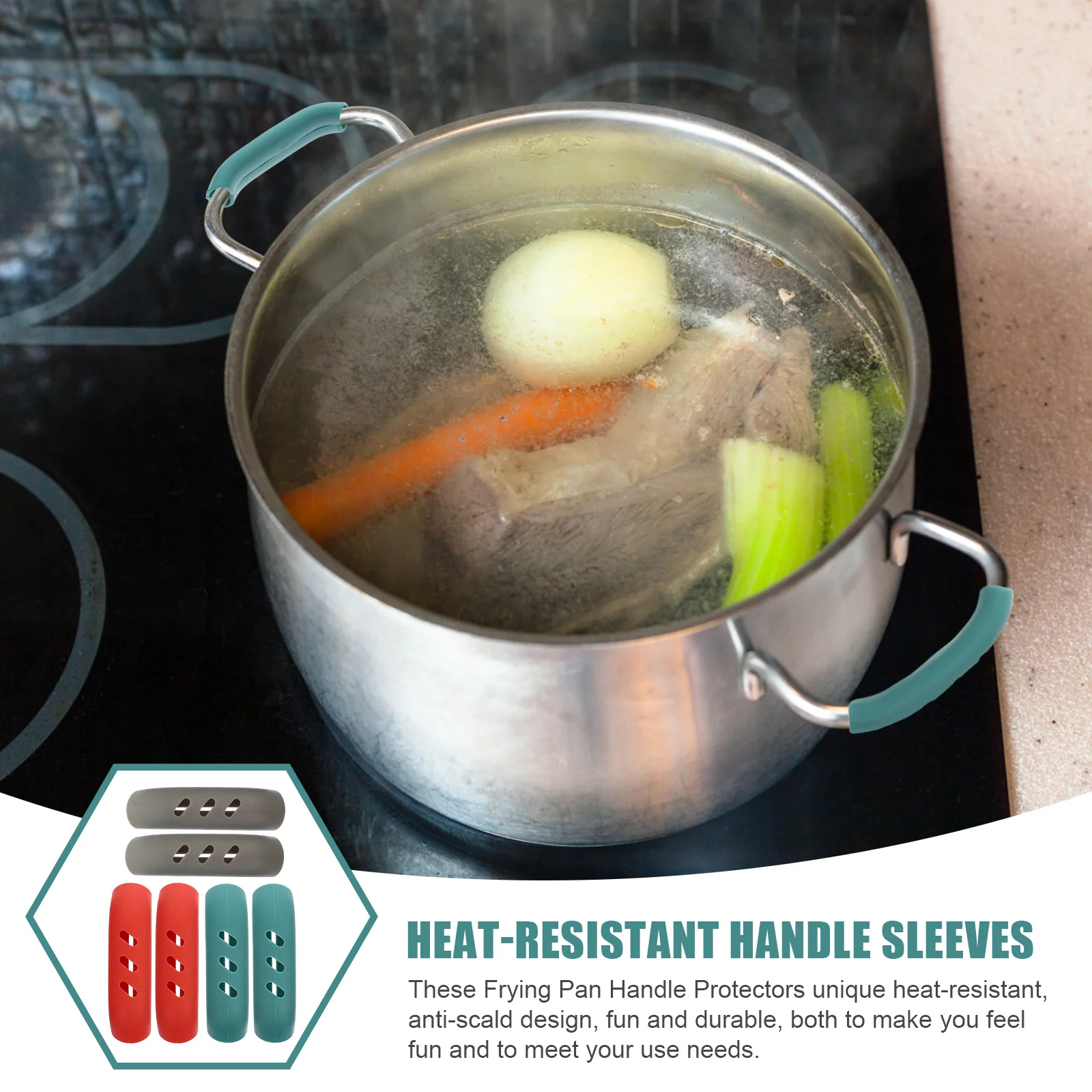 

24Pcs Silicone Heat Resistant Pot Handle Protectors Non Slip Anti Scalding Convenient Handle Sleeves Kitchen Use