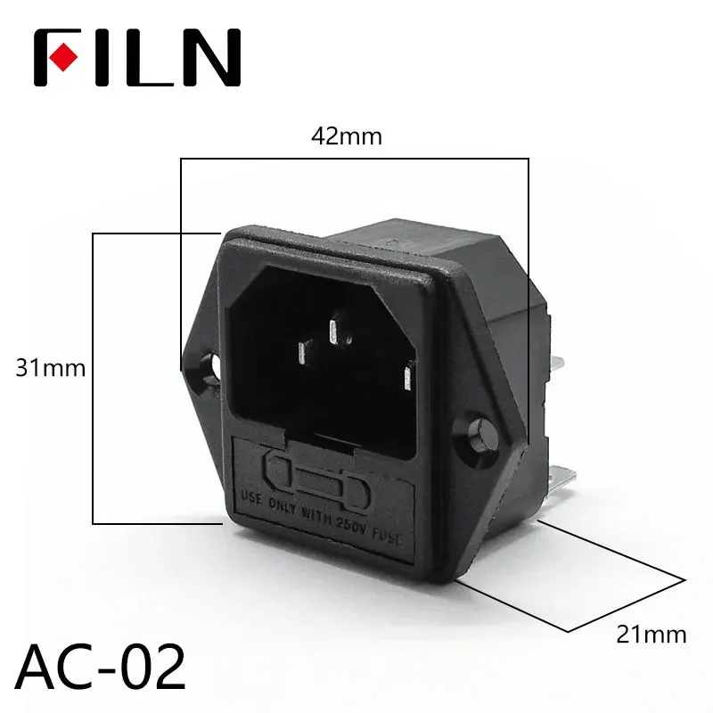 IEC320 C14 Elektrische AC-Buchse 3-polig Rot LED 250V 10A Sicherung Buchse Stecker Einlassanschluss 2-polige Buchse Montage-Wippschalter – Detail 12