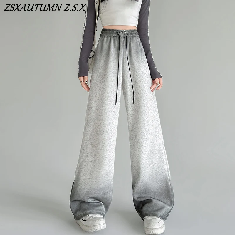 

Autumn Winter Women Korean Fashion Tie Dye Harajuku Y2K Wide Leg Pants High Waist Streetwear Trousers Sweatpants Pantalones New