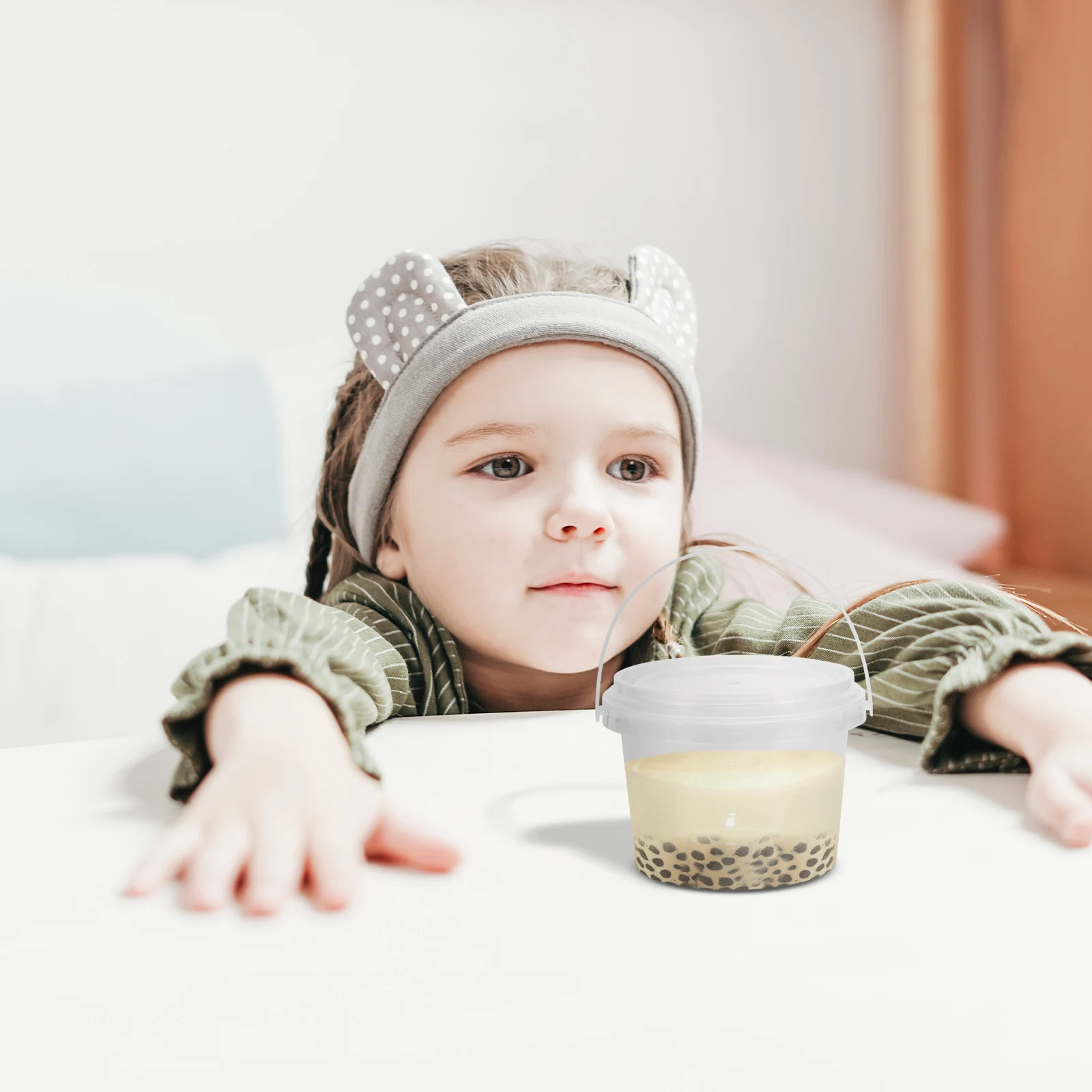 

10pcs Household Storage Bucket Clear Transparent Container Large Capacity Thickened Handheld For Food Fruit Dessert Drink