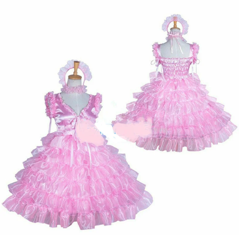 

hot sale pink satin glass silk lolita dress cake dress custom