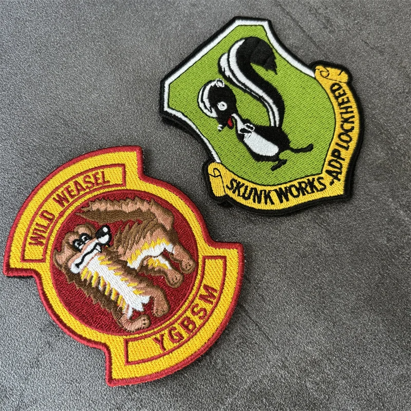 Wild Weasel YGBSM Embroidery Patch on Clothes Military Morale Badge Hook Loop Squirrel Tactical Patches Backpack Stickers