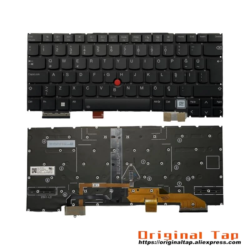 Клавиатура TR с турецкой подсветкой для Lenovo Thinkpad X1 Carbon Gen 12th SN21K90084 SN21K90026