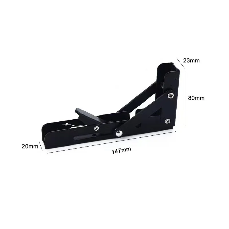 6 Inch 2Pcs Triangle Folding Angle Shelf Bracket Black Folding Shelf Bracket Space Saving Wall Mounted Collapsible Table Bracket