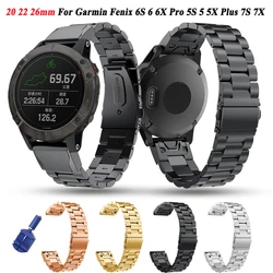 20 22 26mm Edelstahl band für Garmin Fenix 7s 7 7x6s 6 6x pro 5s 5 5x plus Instinkt 2x 3hr Metallband Quick fit Armband