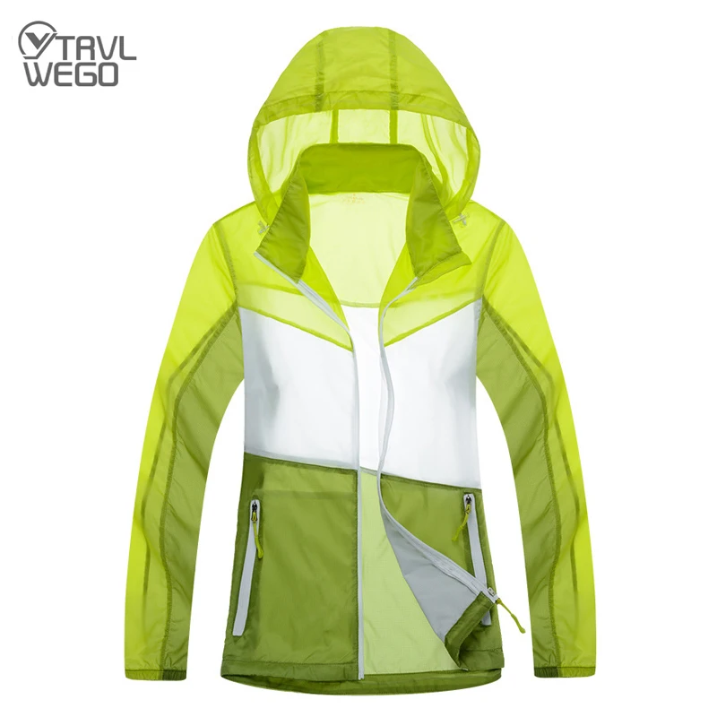 TRVLWEGO Women Jacket Outdoor Running Camping Hiking Bike Sport Ultralight Waterproof Color Splicing Light UV Rain Proof Coat