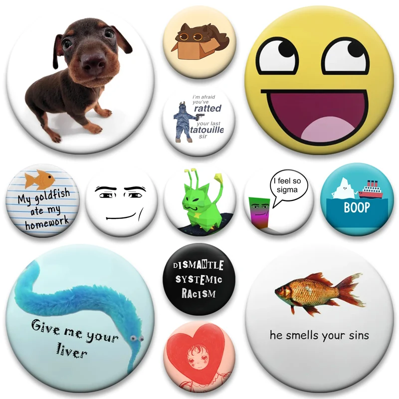 Broches de Peixe Dourado de Chocolate com Rosto Sorridente Amarelo, Engraçados, Fofos e Criativos, para Acessórios de Mochila, Joias e Presentes