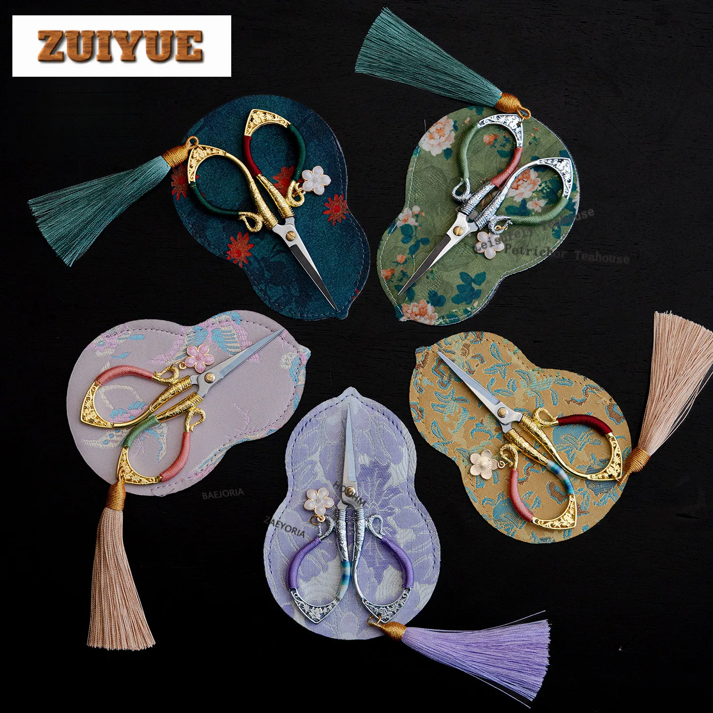 Hand-woven Rope Stainless Steel With Tassel Tea Bags Scissors Embroidery Cutting Sewing Tailor Shears Needlework Craft Teaware