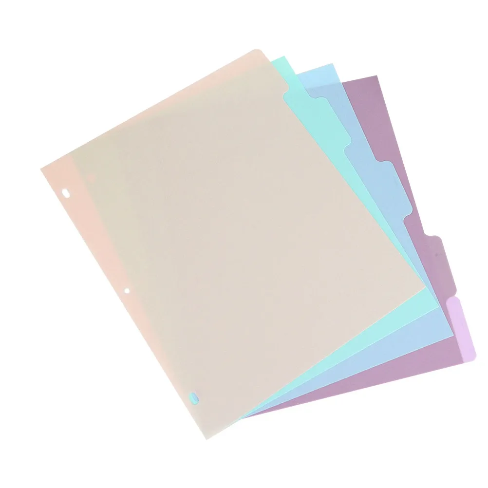 

1 Set A4 Binder Dividers PP Frosted Multi-Section Index Tabs for School Office Document Organizer Journal Inserts