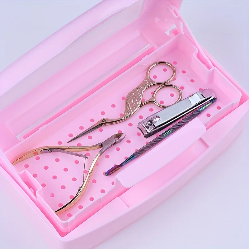 Nail Tool Disinfection Box Manicure Sterilizer Tray Acrylic Cleaning Case Nail Art Tools Storage Container Salon Equipment