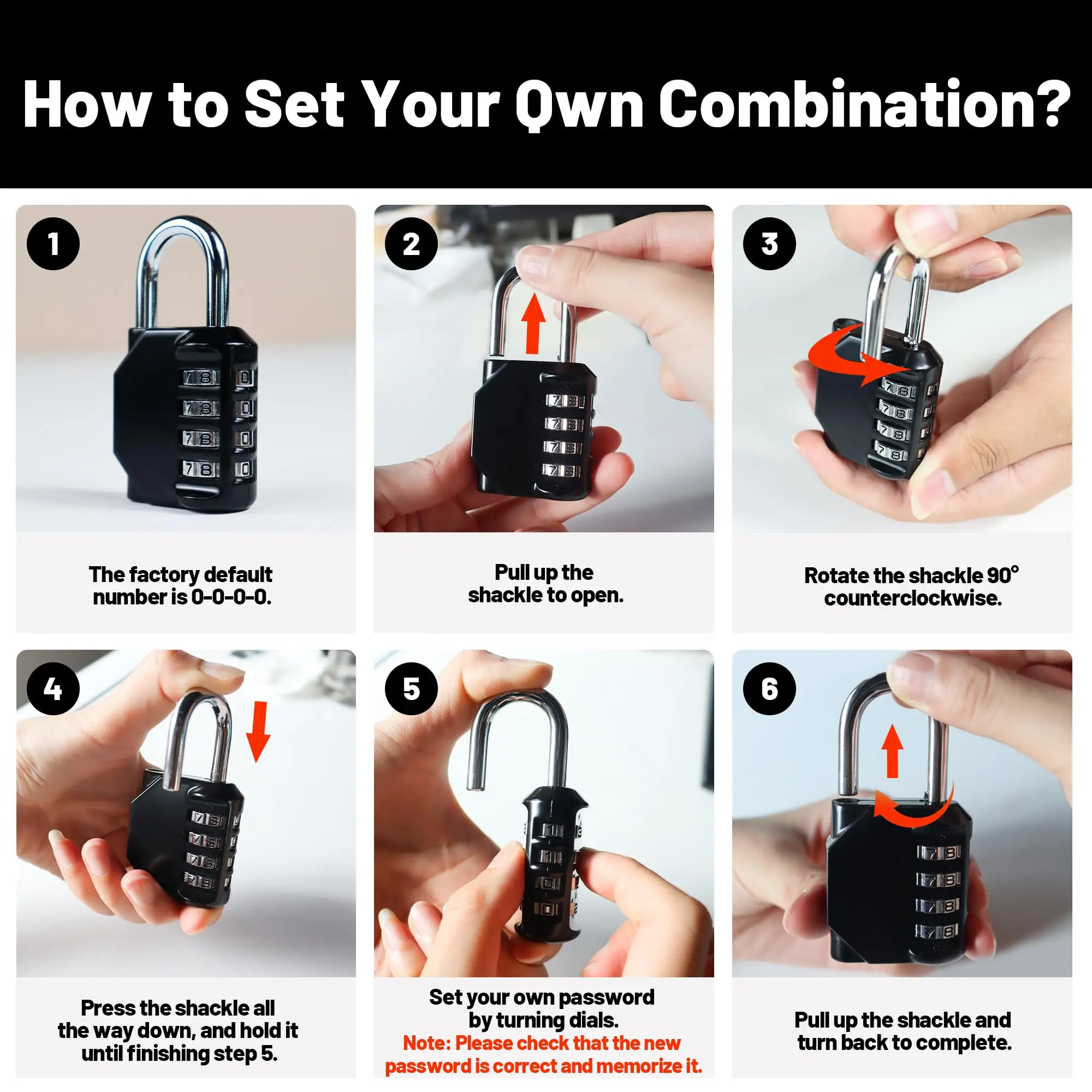 Combination Lock Resettable 4 Digit Padlock with Combination, Waterproof and Heavy Duty Padlock Outdoor for School GymLocker
