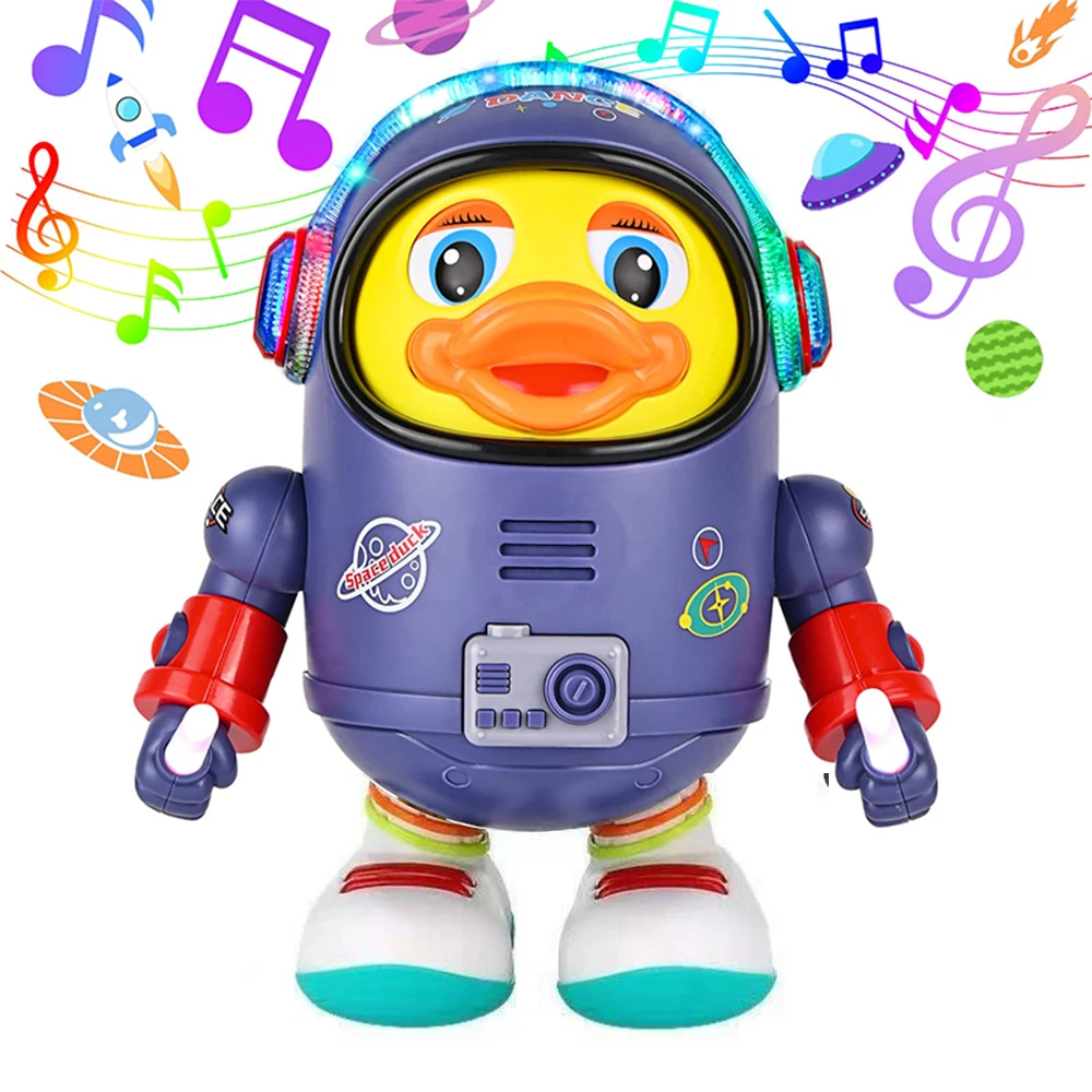 Jouet interactif Musical en forme de canard pour bébé, jouet électrique avec lumières et sons, Robot dansant, éléments de l'espace, pour nourrissons, cadeaux pour enfants