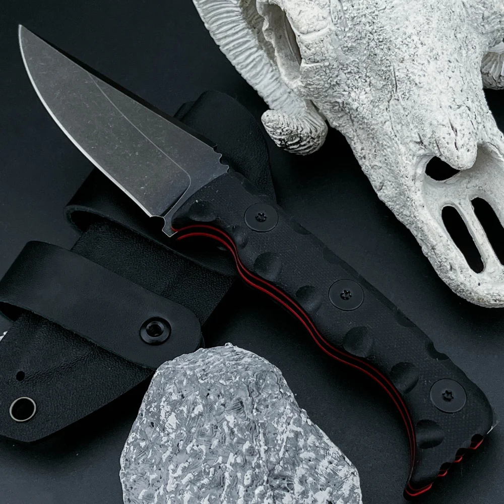 多機能固定ナイフ-g10ハンドル-シース付き-アウトドア-キャンプ-バーベキュー-野外トレッキング-登山用-ユーティリティ-フルーツカッティングツール