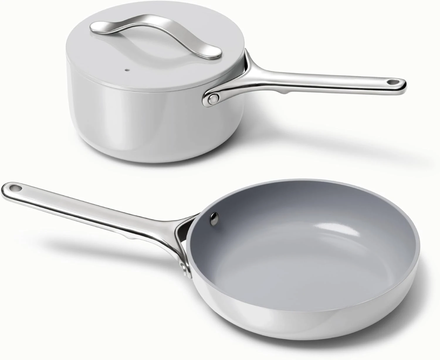 

Mini Cookware Set - Non-Stick Ceramic Fry Pan (1.05 qt, 8") & Sauce Pan (1.75 qt) - Non Toxic, PTFE & PFOA Free - Oven S