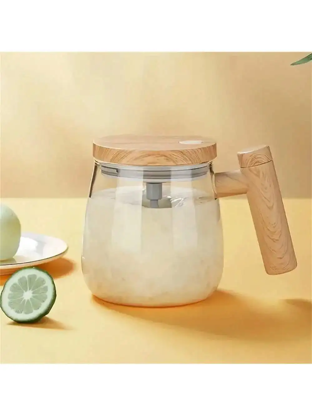 1pc 400ml 자체 교반 머그잔-커피, 우유 및 단백질 파우더 용 고 붕규산 유리 혼합 컵-회전 및 휴대용 F