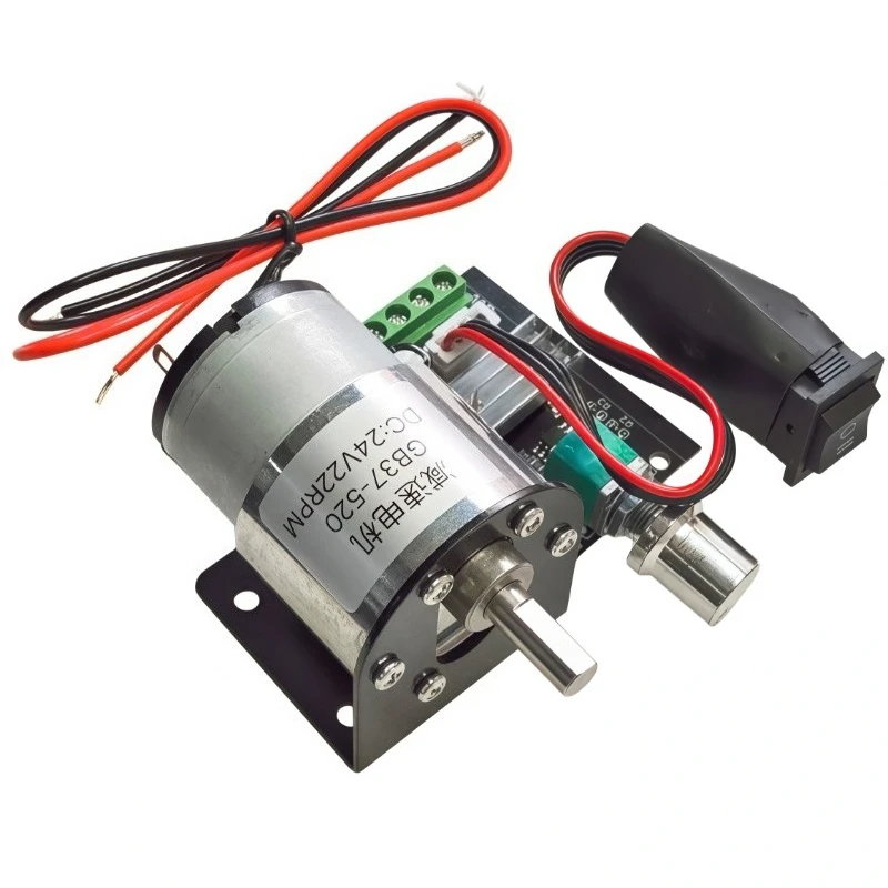 Miniature DC Speed-regulating Motor GB37-520 with Bracket Controller 12V 24V 7-600rpm Metal Electric Motor Forward and Reverse