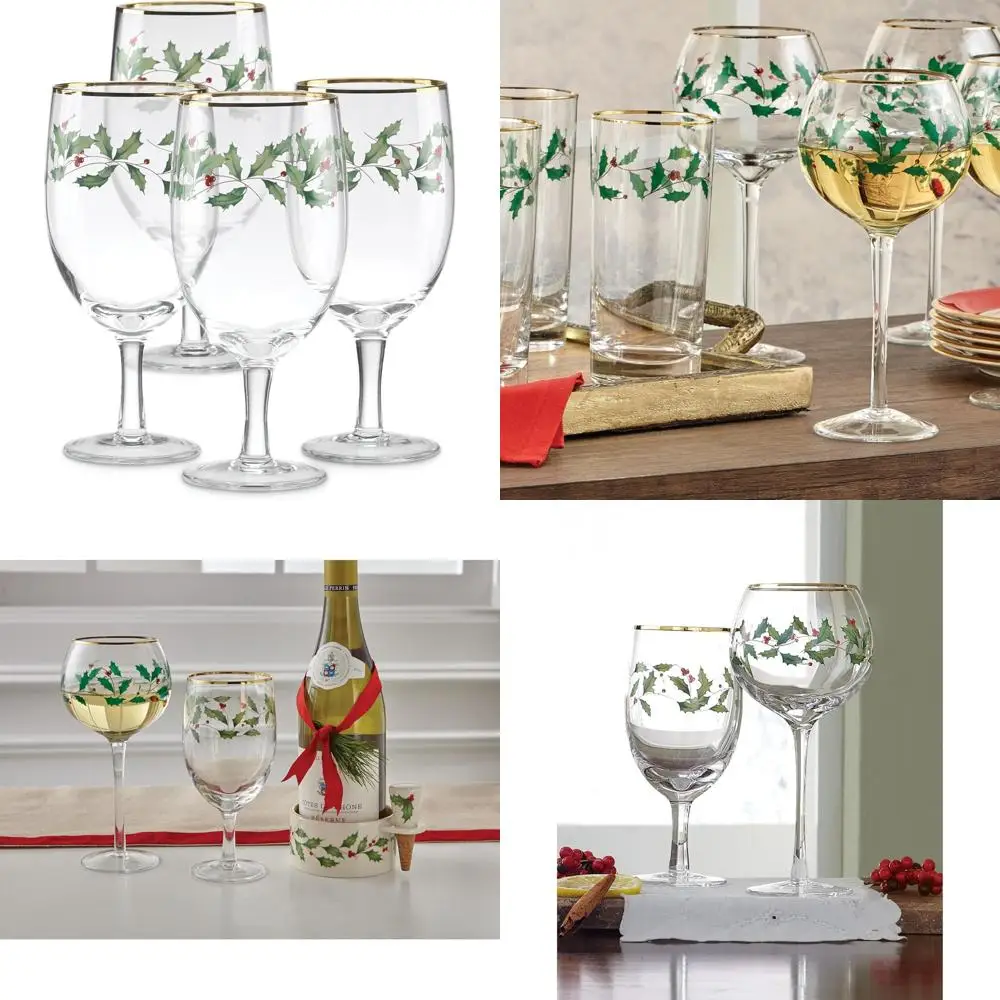 

849606 Holiday 4-Piece Iced Beverage Glass Set, Christmas Dinnerware, Hosting