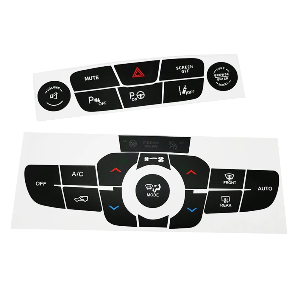 Car Interior Repair AC Button Decal Car Sticker White Lettering And Characters Pre-cut Fit Sunlight Resistance Easy Installation