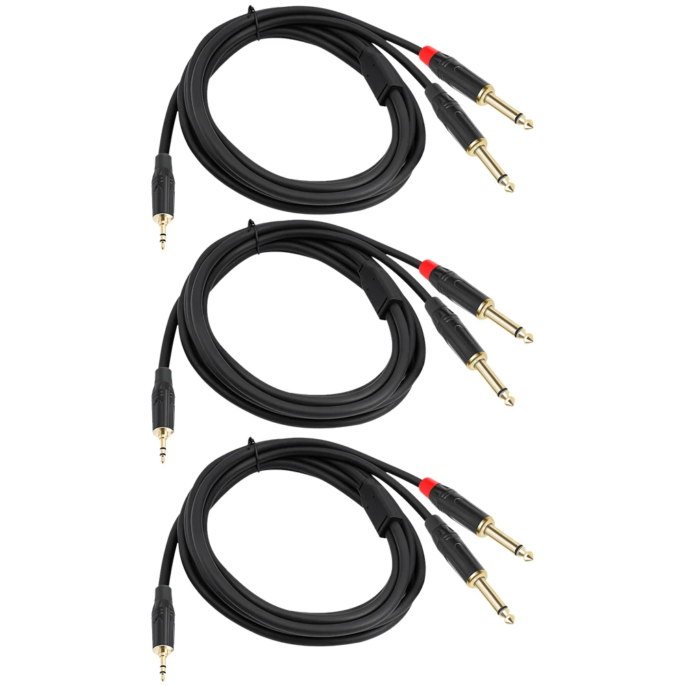 3.5mm To Double 6.35mm Aux Cable 6.5 Jack To 3.5 Male Converter Cable Gold Plated Jack 3.5mm To 6.35mm Adapter AUX Adapter