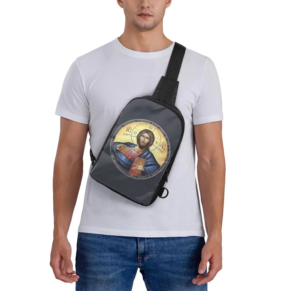 

Christ Pantocrator Orthodox Icon Chest Bag Crossbody Backpack Sling Shoulder Bag For Men Travel Hiking Daypack