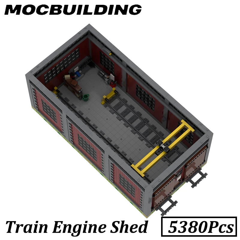 Railway Train Engine Shed City MOC Building Bricks DIY Assemble Train Workshop Model Display Toy Birthday Gift Christmas Present
