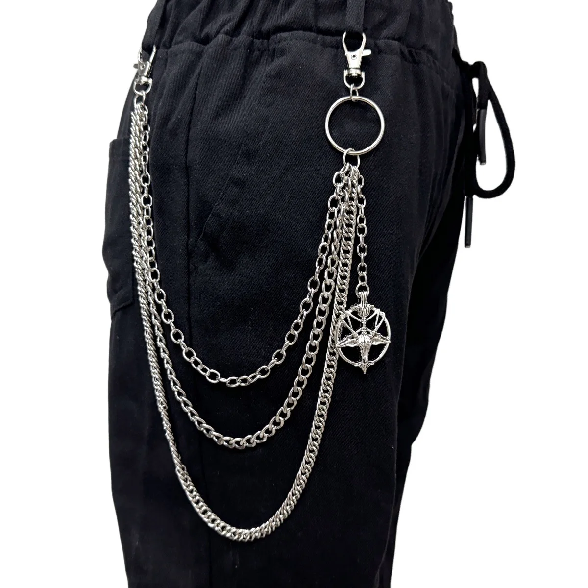 Gothic Five-Pointed Star Pantheon Goat Head Unisex Pants Chain Versatile Multi-Layer Chain Accessories Belt Hanging Decor