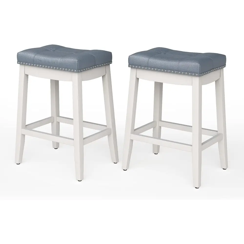 

Set of 2, 24-Inch High Backless Counter Stools with Seat Cushion, Wooden Legs, Non-Slip Footrest, Suitable for Kitchen or Living