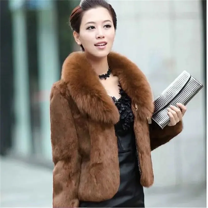 Koreanische Frauen Langarm Pelz Jacke 2025, Damen High-End-Kunstpelz Kurzen Mantel Winter Weibliche Mode Große Größe 5XL Plüsch outwear