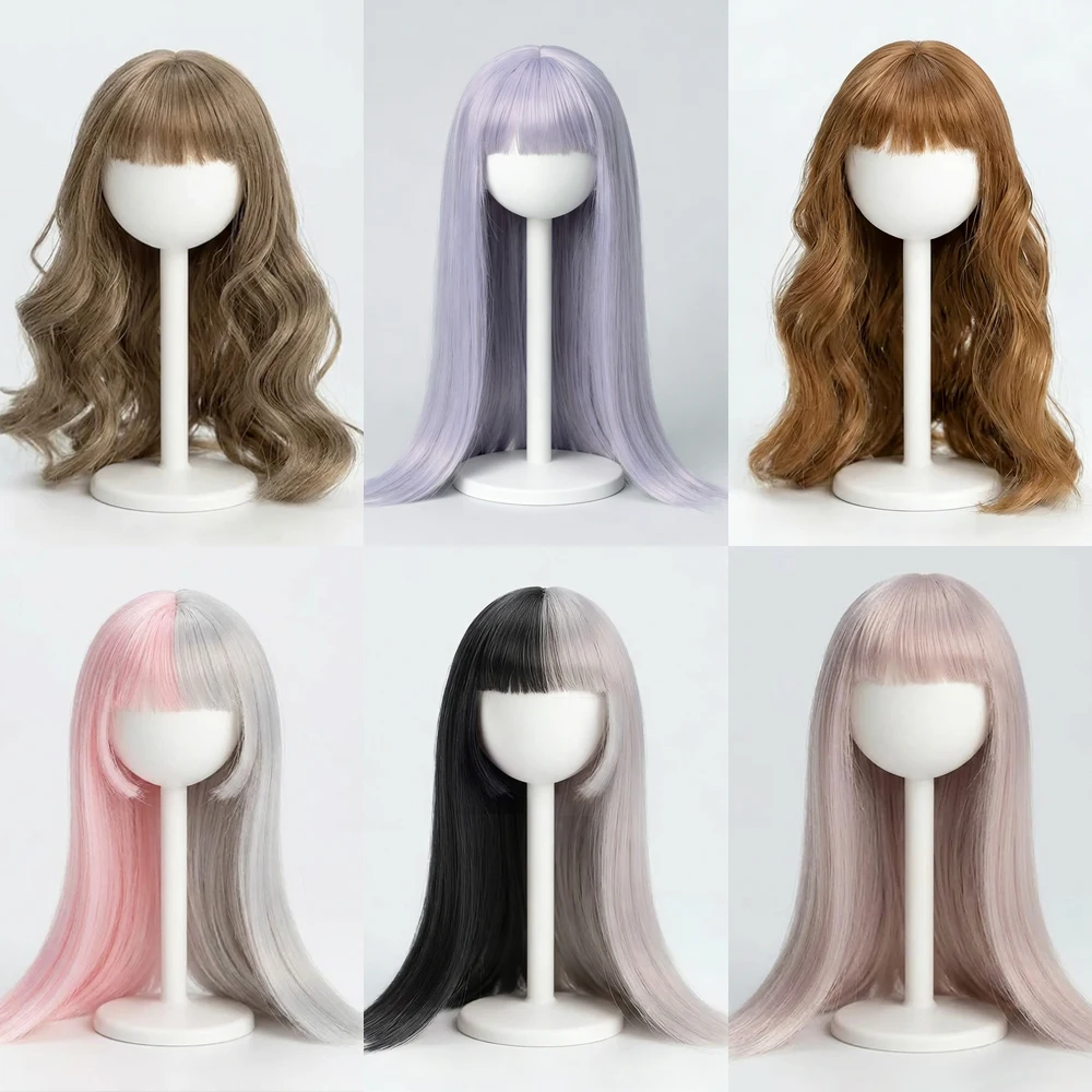 

Ob11 Wig Long Straight Hair Short Hair Soft Cute Curly Bangs Wavy Hair for 1/12 Bjd, Gsc ,Ymy Head Doll Accessories Multi-Color