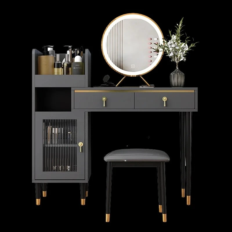 Wholesale Vanity Table Nordic Dressing Table with Mirror and Stool for Bedr Simple Bedside Luxury Wooden Dresser