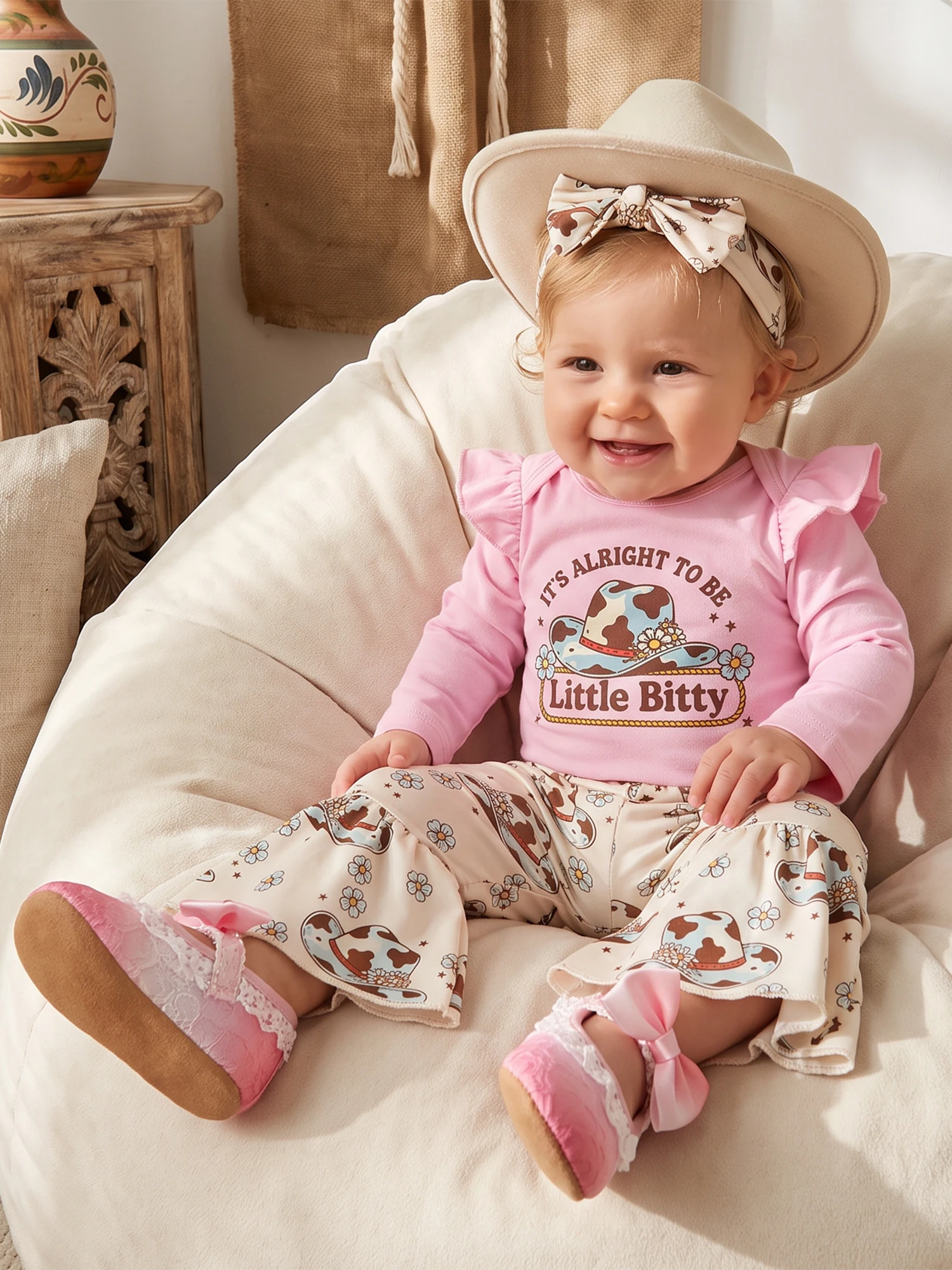 Outfit Western Style Sleeve Romper Pants Long Sleeve Romper Girl Outfit Western Style Western-Style-Long Outfit Western