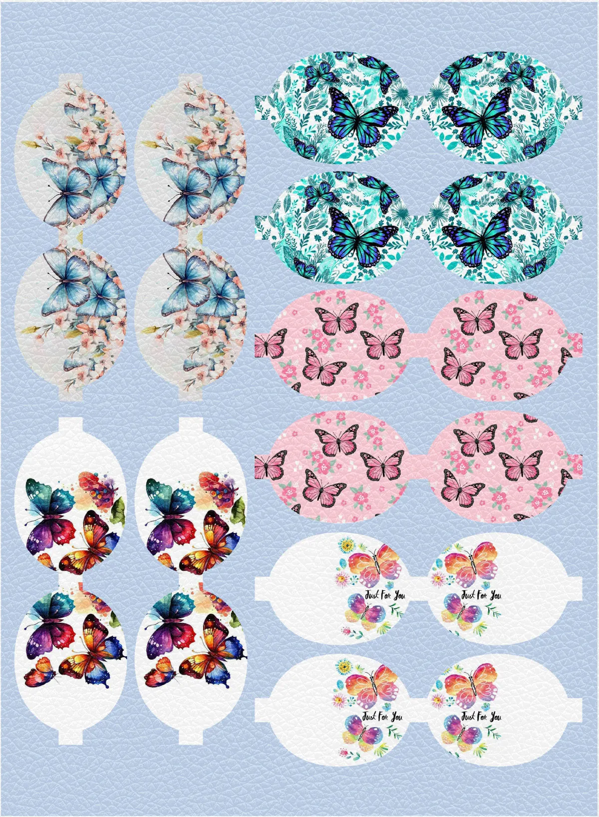 22*30cm Varied Butterfly Pattern Bow Shape A4 Synthetic Lychee Leather Sheet Texture Bow Making Supplies