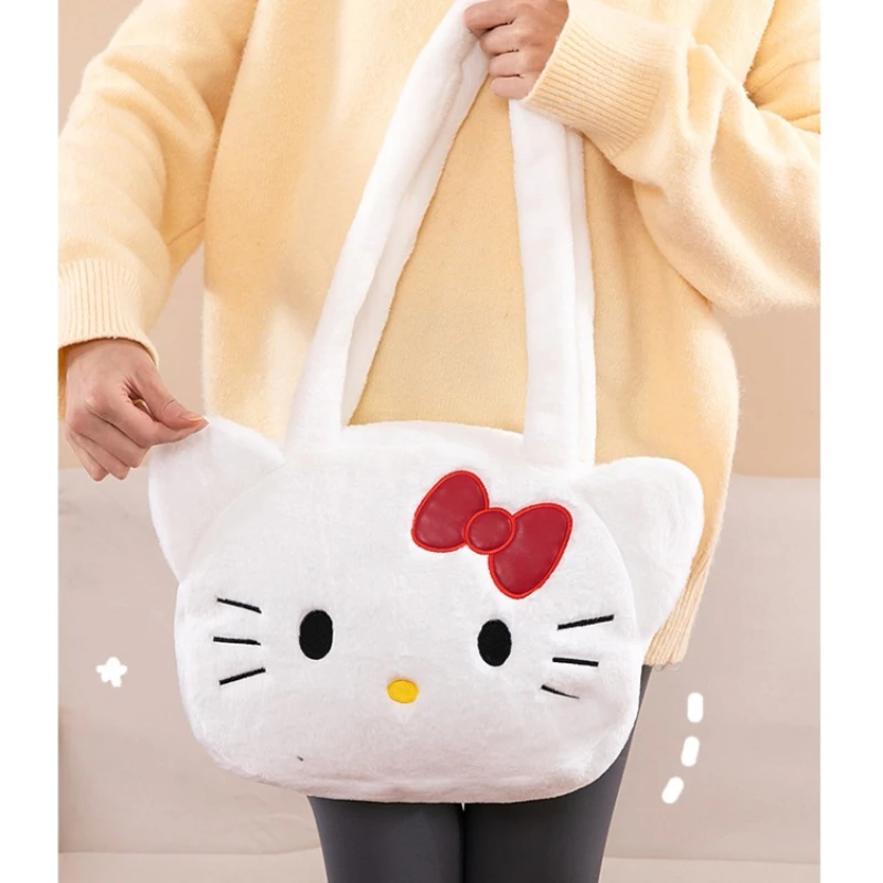 Mochila De felpa de Anime Sanrio Melody, bolso de hombro de felpa de Hello Kitty, Kawaii Kuromi, canela, regalos para niños y niñas, 35cm