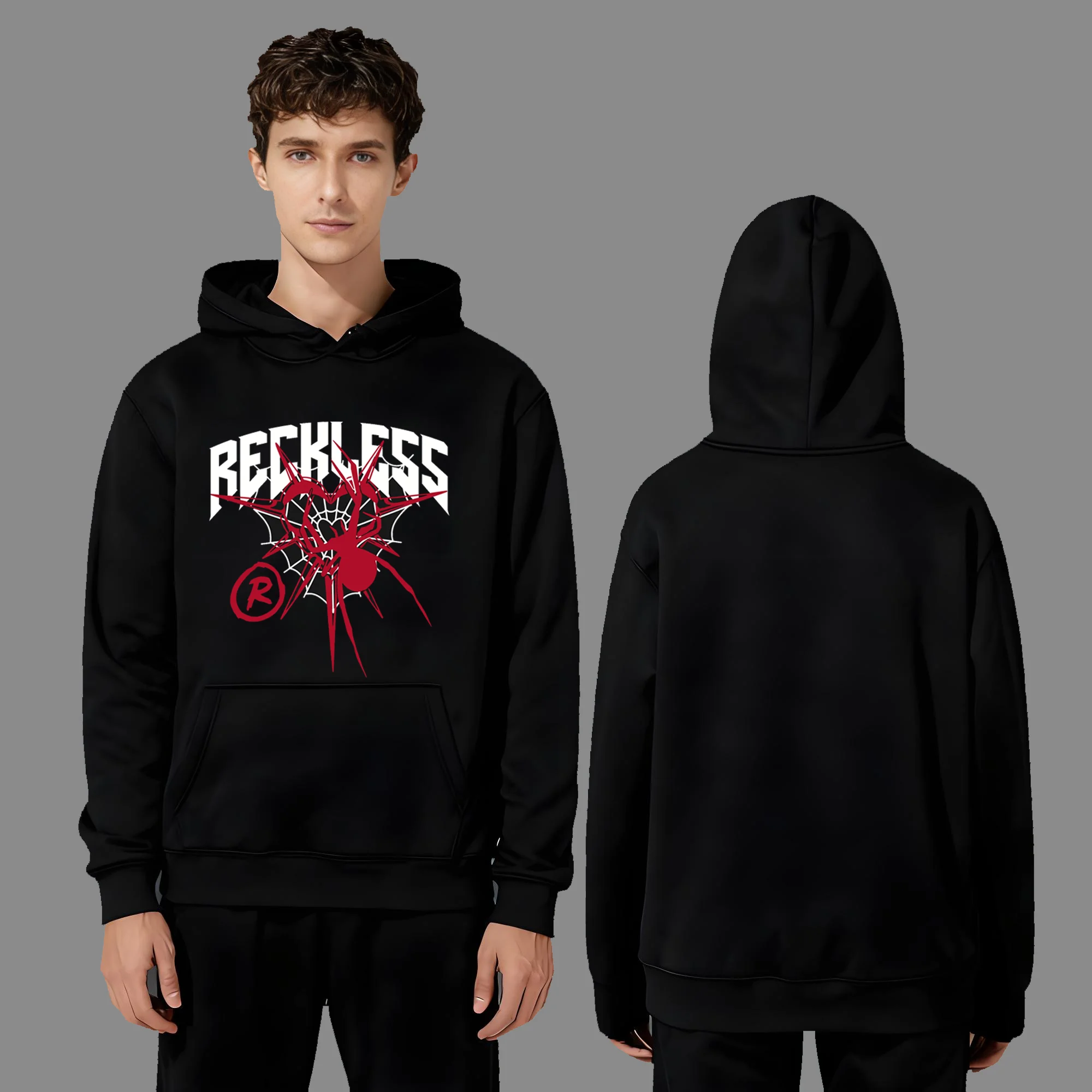 

The latest fashion casual 330-gram heavyweight men's and women's hoodie in 2025 featuring letter and spider pattern prints