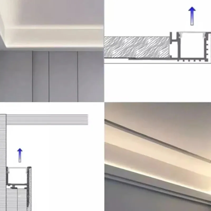 

LED Aluminum Profile 1m Top Corner Linear Light Unilateral Upward Wall Washing Lamp Side Bevel Reflector Profile Strip